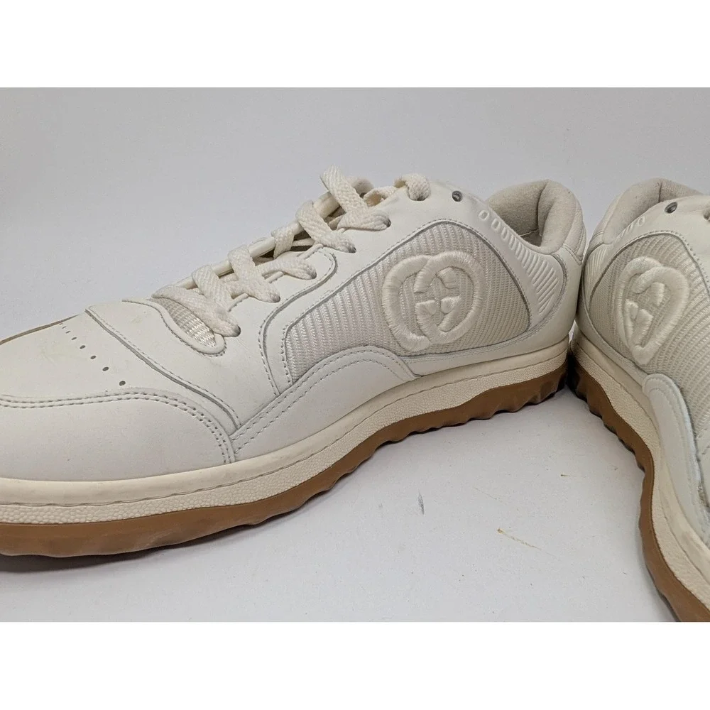 Gucci Mac80 Shoes Mens Size 10 White Leather Gum Sole Casual Ace Logo Sneakers